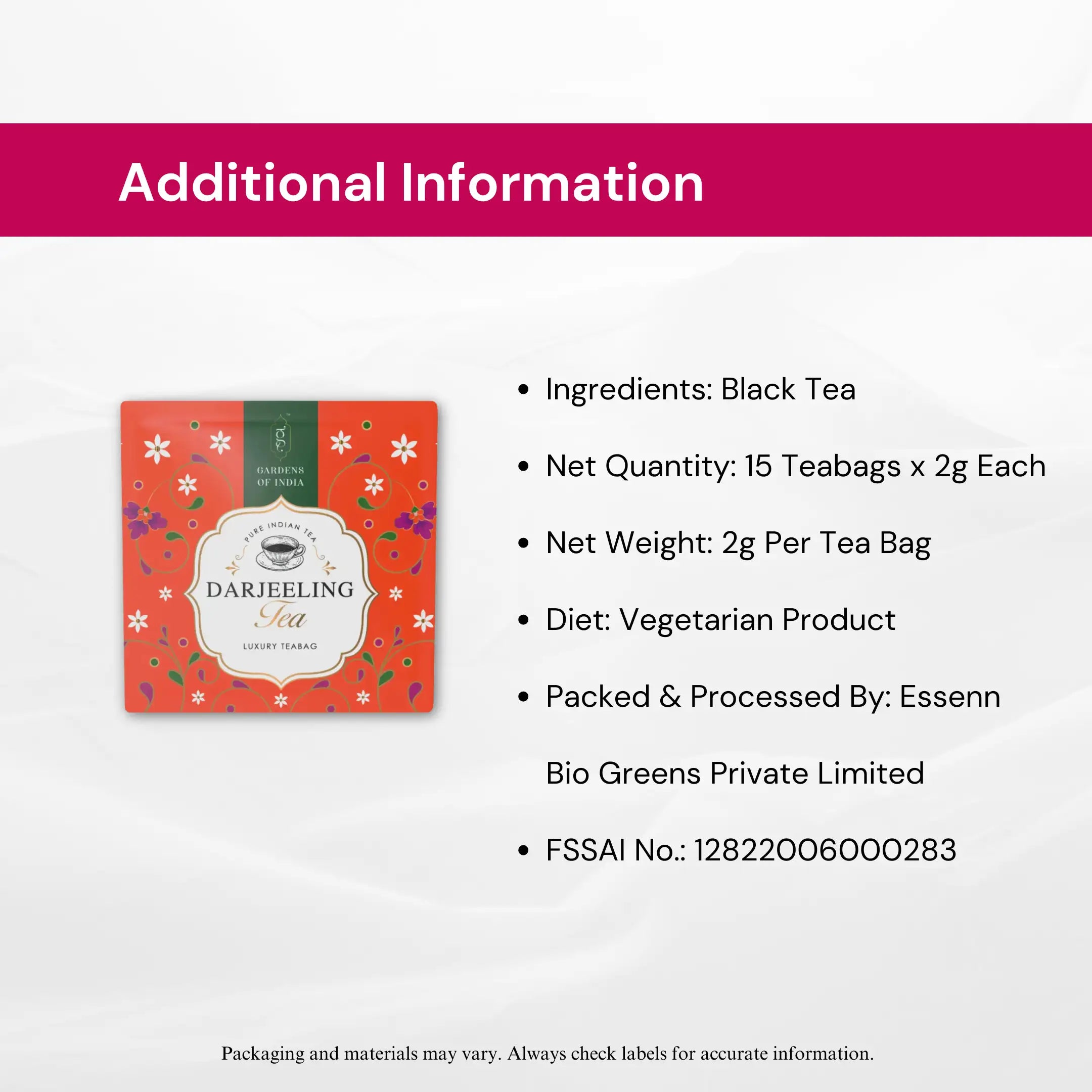 Darjeeling Tea - 15 Tea Bags