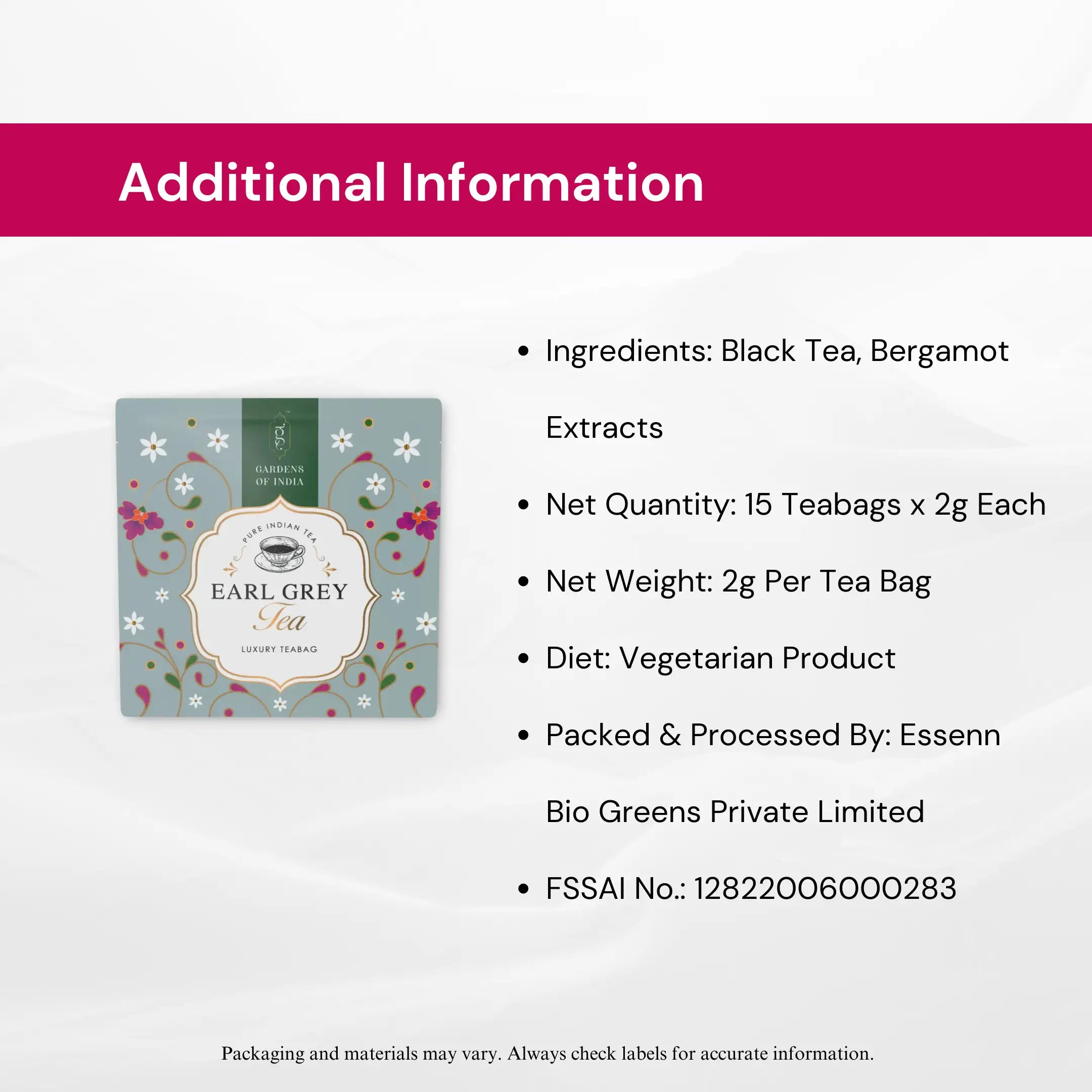 Earl Grey Tea - 15 Tea Bags