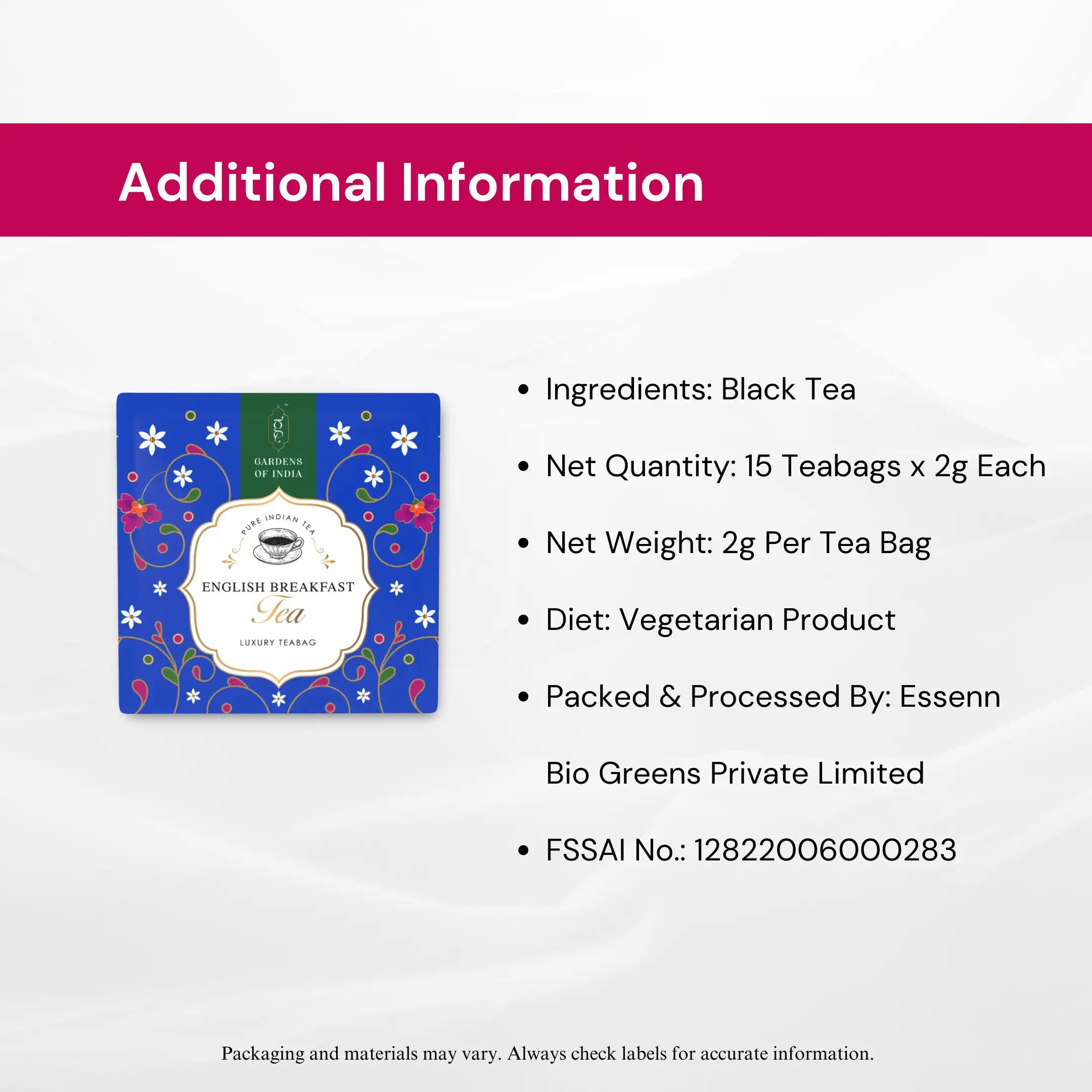 English Breakfast Tea - 15 Tea Bags